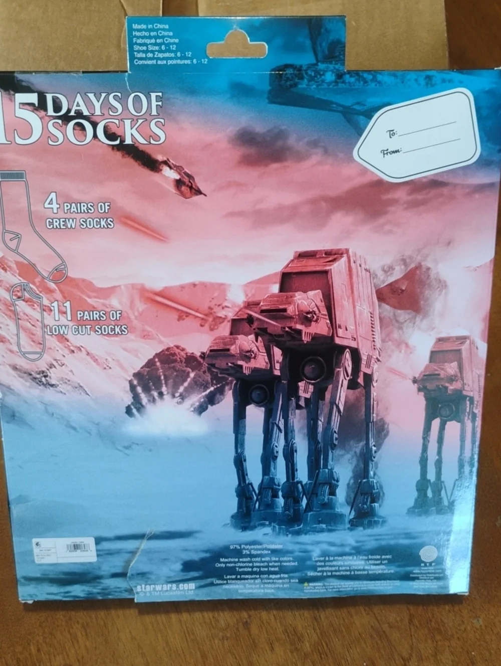 Star Wars Graphic Socks 15 Pairs Men 4 Crew 11 Pair Low Cut Advent Style BNWT